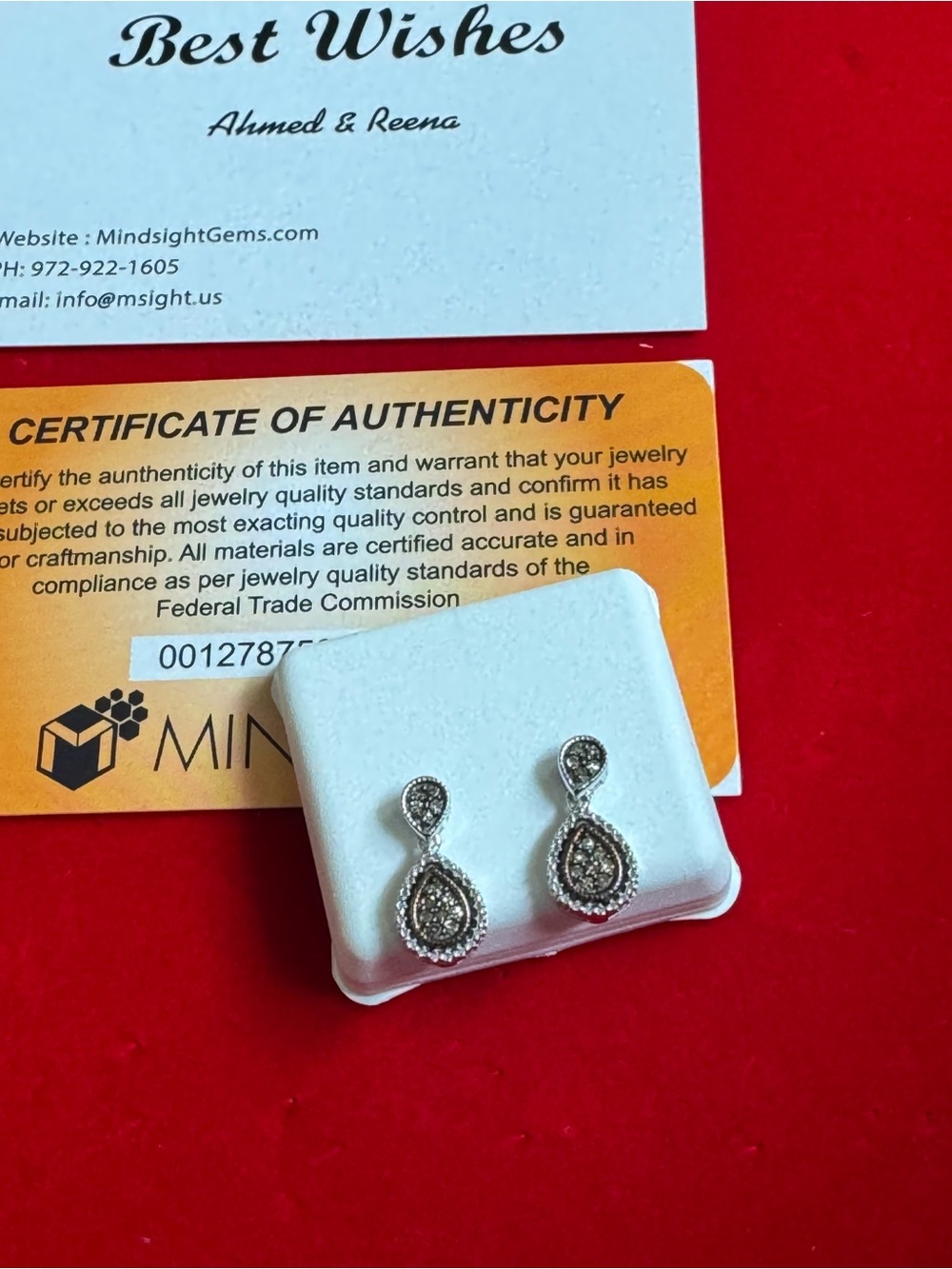 14k White Gold Vermeil REAL Diamond Dangling Earrings for Women – Gift For her